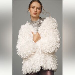 Anthropologie Shaggy Faux Fur Cardigan Sweaterer